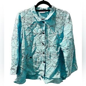 Habitat High Low Rectangle Buttons Long Sleeve Shirt Size Medium